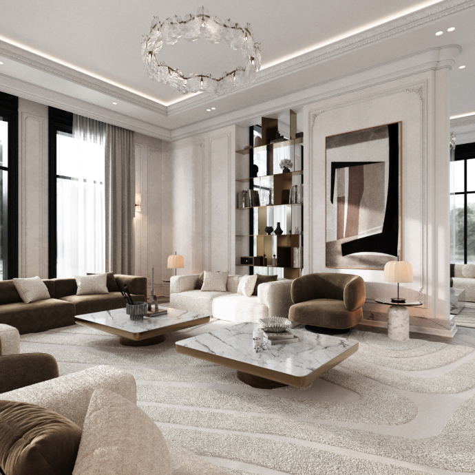 تصميم مجلس استقبال نساء نيوكلاسيك - الدوحة قطر