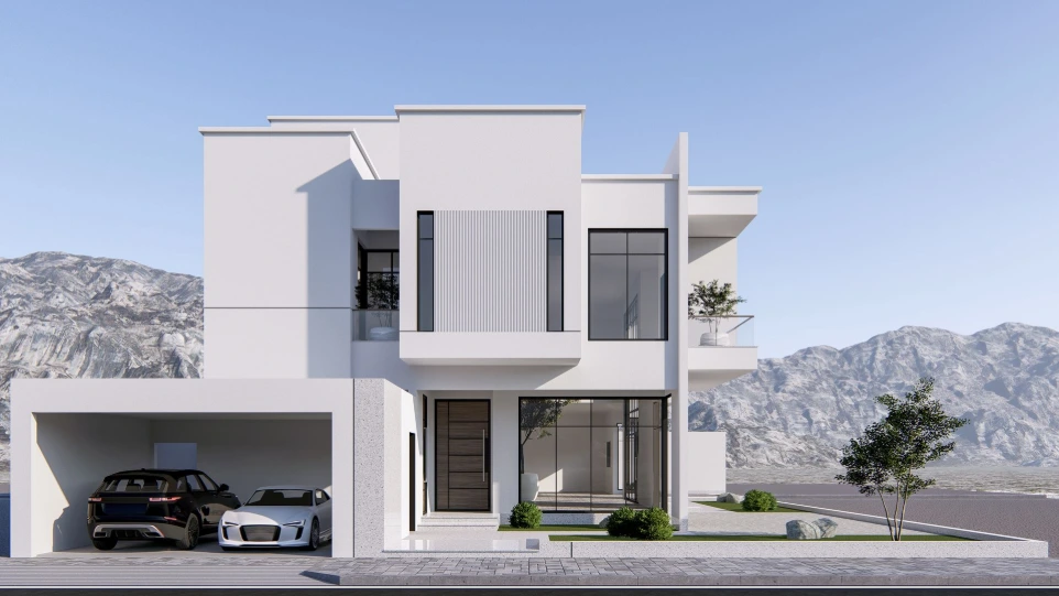 تصميم فيلا طراز  أبيض تبسيطي - سلطنة عمان
