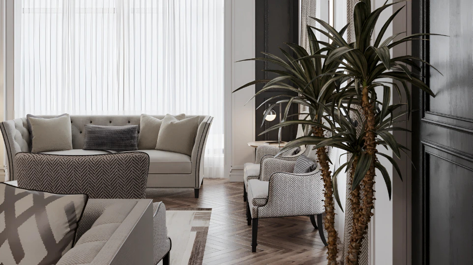 تصميم مجلس ضيافة نيوكلاسيك فاخر - الدوحة قطر