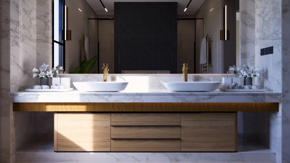 تصميم حمام غرفة نوم رئيسية - الدوحة قطر