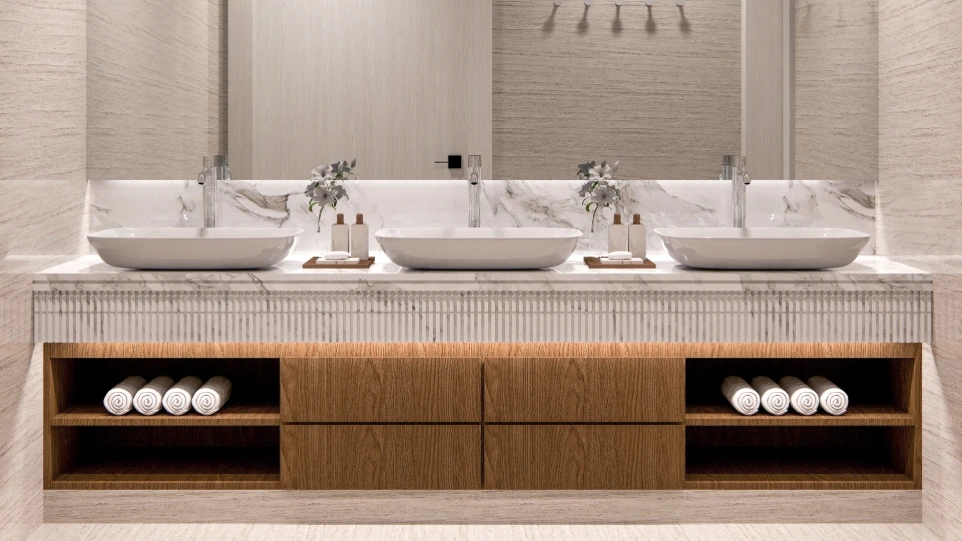 تصميم  مغاسل ضيافة رجال مودرن - الدوحة قطر