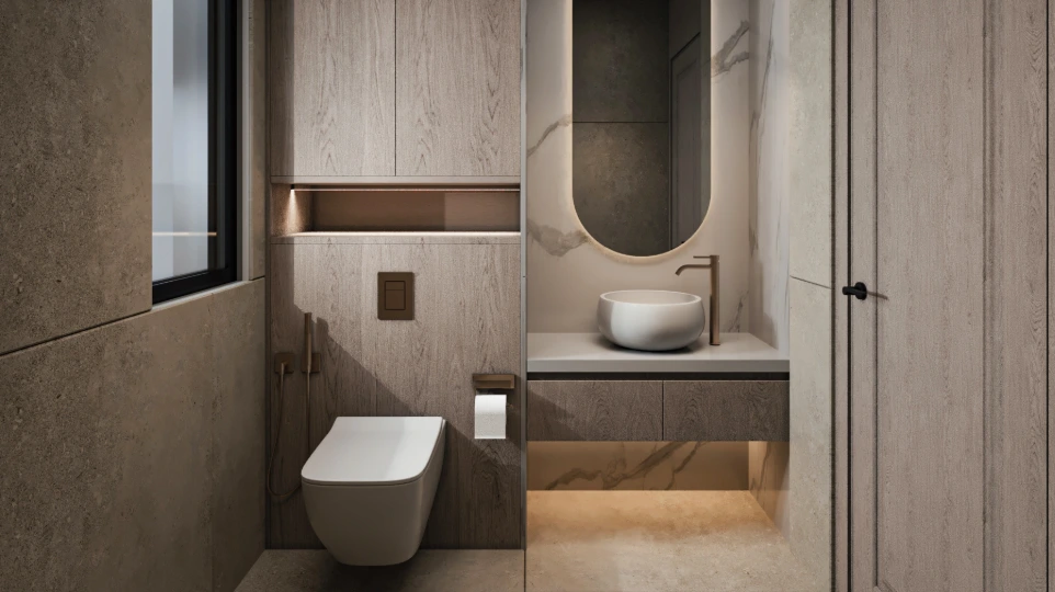 تصميم حمام ضيوف مودرن - مسقط عمان